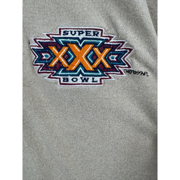 Vintage 1995 Reebok NFL Super Bowl 30 Polo Shirts Mens XL Beige Tan Embroidered - Picture 4 of 10